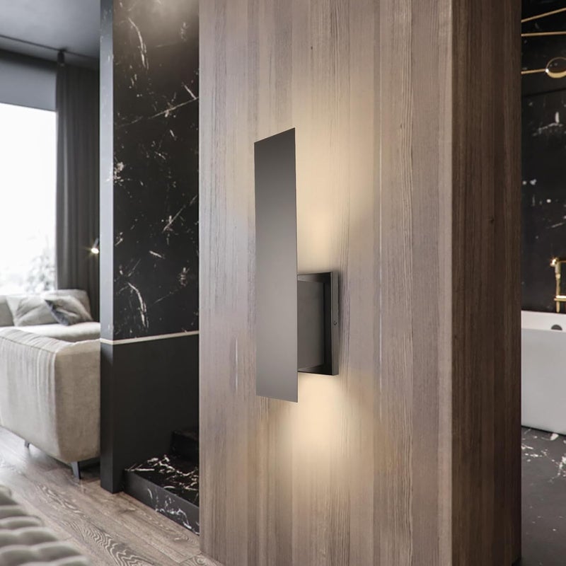 Edwarmlux أضواء حائط داخلية، أضواء حائط عصرية، ضوء حائط مثبت لأعلى ولأسفل، ضوء حائط قابل للتعتيم مثبت بشكل ثابت لغرفة النوم، غرفة المعيشة، الممر، لمبات GU10 غير مشمولة (أسود مطفي) - Image 3